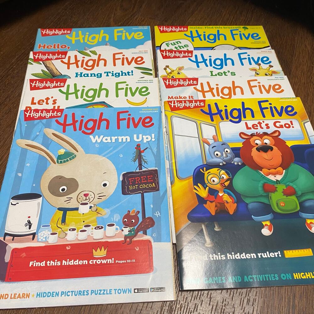 Lot of 8 Highlights High Five Children's Magazines Puzzles Stories Craft 2020